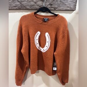 Wrangler Rust Sweater with Horseshoe Motif